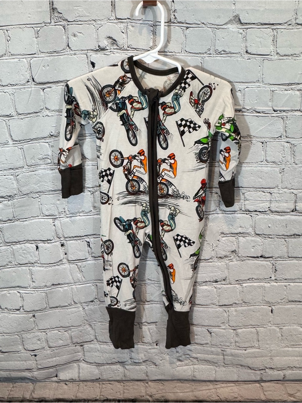 Fletch Motorcycle Pattern Bamboo Zippie Romper